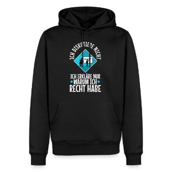 Ich diskutiere nicht ich erkläre nur warum ich - Männer Premium Bio Hoodie - Schwarz - Vorne - Nico (187cm)