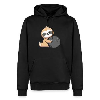 Faultier Bowling - Männer Premium Bio Hoodie - Schwarz - Vorne - Nico (187cm)