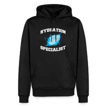 Cadeau chemise spécialiste de l’hydratation - Sweat à capuche Premium bio Homme - noir - Devant - Nico (187cm)