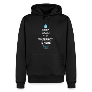 Keep Calm The Waterboy Is Here - Men’s Premium Organic Hoodie - black - Front - Nico (187cm)