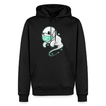 Spirit Ghost portant un masque facial à Halloween - Sweat à capuche Premium bio Homme - noir - Devant - Nico (187cm)
