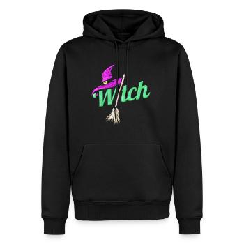 Witch Costume With Hat And Broom For Halloween - Männer Premium Bio Hoodie - Schwarz - Vorne - Nico (187cm)