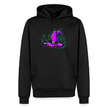 Chapeau de sorcière maléfique aux yeux brillants pour Halloween - Sweat à capuche Premium bio Homme - noir - Devant - Nico (187cm)