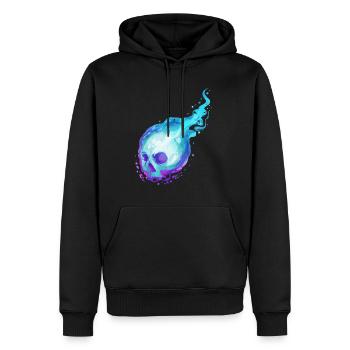 Spirit Skull With Blue Flames For Halloween - Männer Premium Bio Hoodie - Schwarz - Vorne - Nico (187cm)