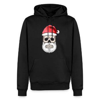 Crâne Santa Chapeau et Barbe Noël Halloween - Sweat à capuche Premium bio Homme - noir - Devant - Nico (187cm)