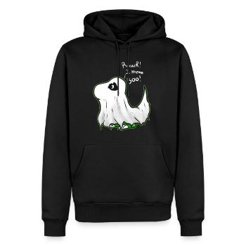 Cute Comic T-rex Tyrannosaurus Dressed As Ghost - Men’s Premium Organic Hoodie - black - Front - Nico (187cm)