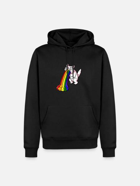 rainbow sarcasm cat nausea - Men’s Premium Organic Hoodie - black