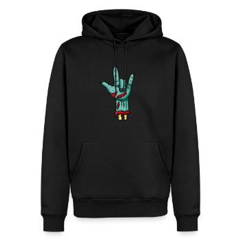 Zombie Hand Rock n Roll Bone Fingernails - Men’s Premium Organic Hoodie - black - Front - Nico (187cm)