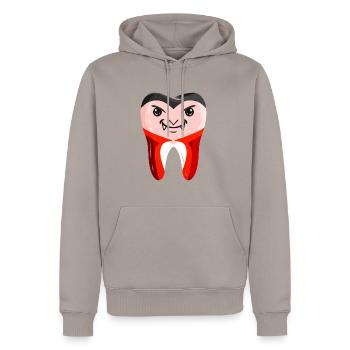 Dentistes Dent en costume de vampire à Halloween - Sweat à capuche Premium bio Homme - taupe - Devant - Nico (187cm)