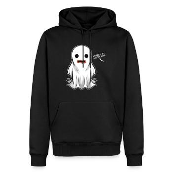 Ghost a mangé le chocolat Où est mon chocolat - Sweat à capuche Premium bio Homme - noir - Devant - Nico (187cm)