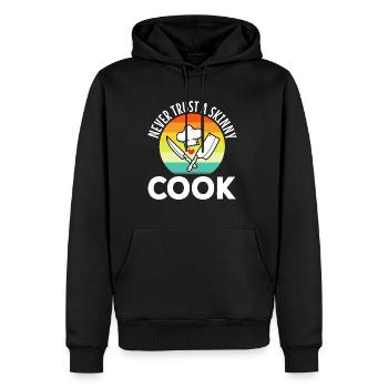 Ne faites jamais confiance à un cuisinier maigre - Sweat à capuche Premium bio Homme - noir - Devant - Nico (187cm)
