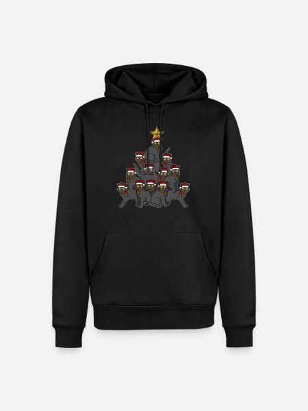 Black Cat Christmas Tree - Men’s Premium Organic Hoodie - black
