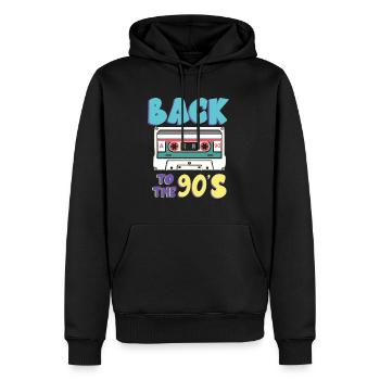 Retour aux années 90 - Sweat à capuche Premium bio Homme - noir - Devant - Nico (187cm)
