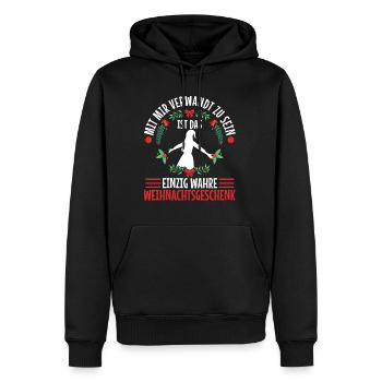 Mit mir verwandt zu sein ist das einzig wahre - Männer Premium Bio Hoodie - Schwarz - Vorne - Nico (187cm)