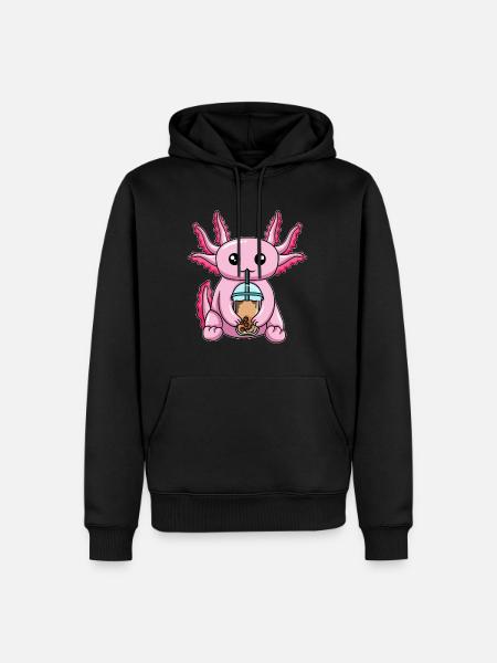 Axolotl drinks bubble tea - Men’s Premium Organic Hoodie - black
