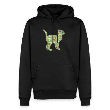 Mandala Katze Geometrie Muster - Männer Premium Bio Hoodie - Schwarz - Vorne - Nico (187cm)