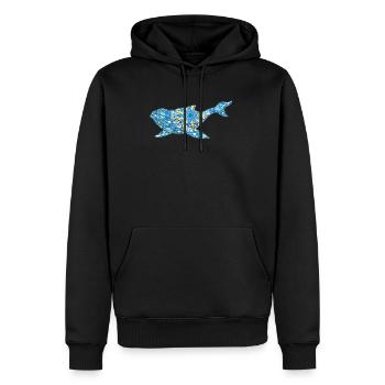 Mandala Whale Geometry Pattern - Men’s Premium Organic Hoodie - black - Front - Nico (187cm)