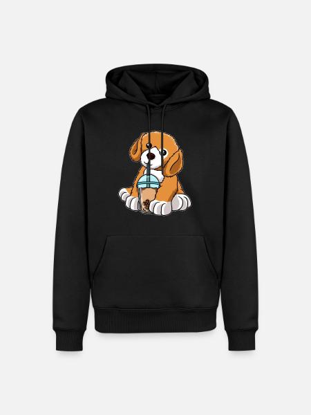 Dog drinks bubble tea - Men’s Premium Organic Hoodie - black