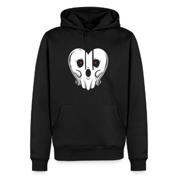 Fantôme en forme de cœur avec des yeux brillants à Halloween - Sweat à capuche Premium bio Homme - noir - Devant - Nico (187cm)