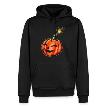 Scary Pumpkin Bomb With Ignited Fuse Halloween - Men’s Premium Organic Hoodie - black - Front - Nico (187cm)