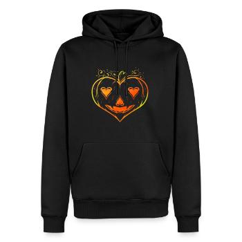 Ornament Heart Shaped Pumpkin Halloween - Männer Premium Bio Hoodie - Schwarz - Vorne - Nico (187cm)
