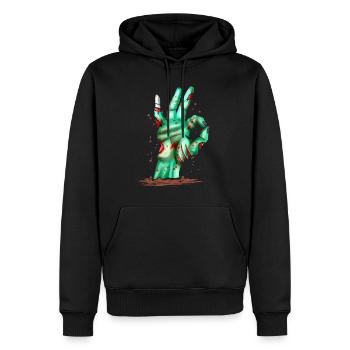 Main de zombie hors de la tombe montrant un excellent signe - Sweat à capuche Premium bio Homme - noir - Devant - Nico (187cm)