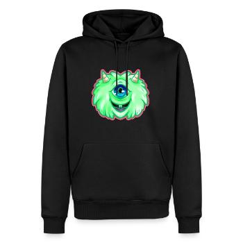 Fluffy Green One Eyed Monster With Horns Halloween - Men’s Premium Organic Hoodie - black - Front - Nico (187cm)