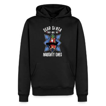 Cher père Noël, ce sont les méchants - Sweat à capuche Premium bio Homme - noir - Devant - Nico (187cm)