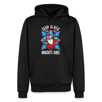 Cher père Noël, ce sont les méchants - Sweat à capuche Premium bio Homme - noir - Devant - Nico (187cm)