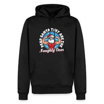 Cher père Noël, ce sont les méchants - Sweat à capuche Premium bio Homme - noir - Devant - Nico (187cm)