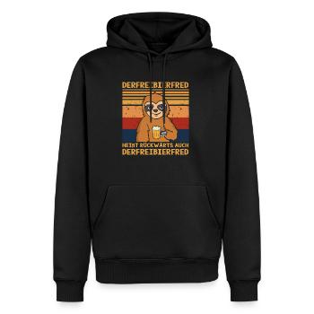 Freibier Fred Heißt Rückwärts Auch Freibier Fred - Männer Premium Bio Hoodie - Schwarz - Vorne - Nico (187cm)