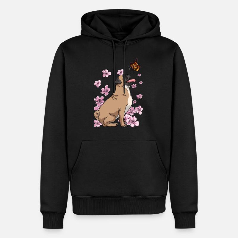 Carlin Papillon Japonais Sakura Fleur de Cerisier - Sweat à capuche Premium bio Homme - noir