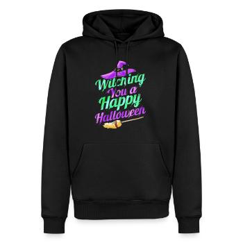 Witch Hat And Broom Wishing Witching You A Happy - Männer Premium Bio Hoodie - Schwarz - Vorne - Nico (187cm)