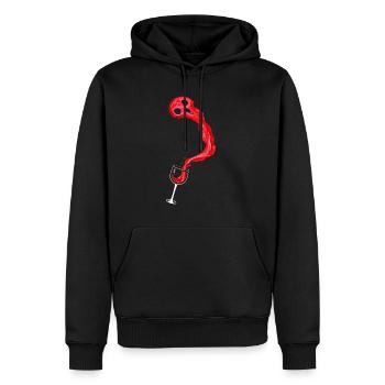 L’ du vin s’échappe du verre de vin - Sweat à capuche Premium bio Homme - noir - Devant - Nico (187cm)