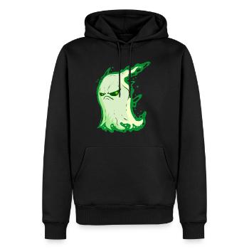 Fantôme grincheux de l’ vert à Halloween - Sweat à capuche Premium bio Homme - noir - Devant - Nico (187cm)