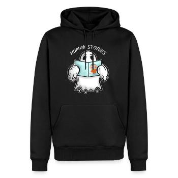 Livre de lecture de fantômes sur les histoires humaines Halloween - Sweat à capuche Premium bio Homme - noir - Devant - Nico (187cm)