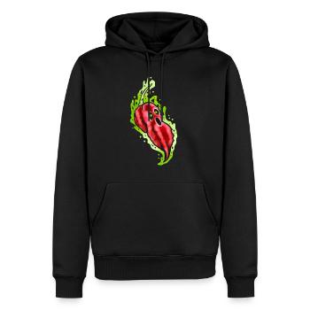 Effrayant Hot Ghost Pepper avec visage Halloween - Sweat à capuche Premium bio Homme - noir - Devant - Nico (187cm)