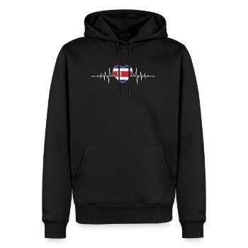 Costa Rica Heartbeat Flag Costa Ricans - Men’s Premium Organic Hoodie - black - Front - Nico (187cm)