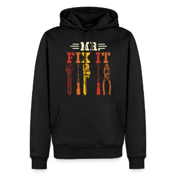 Ehemann Mann Mr fix it, er kann alles reparieren - Männer Premium Bio Hoodie - Schwarz - Vorne - Nico (187cm)
