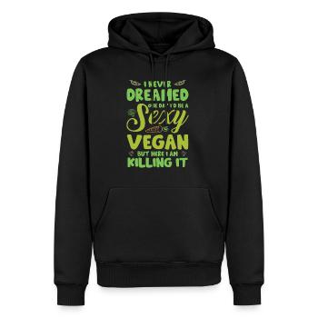 Vegan Tierschutz Lustig Spruch Veganer Vegetarier - Männer Premium Bio Hoodie - Schwarz - Vorne - Nico (187cm)
