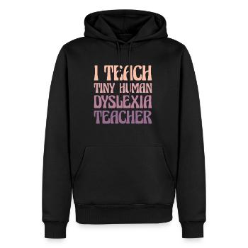 J’enseigne à Tiny Human Dyslexia Teacher - Sweat à capuche Premium bio Homme - noir - Devant - Nico (187cm)