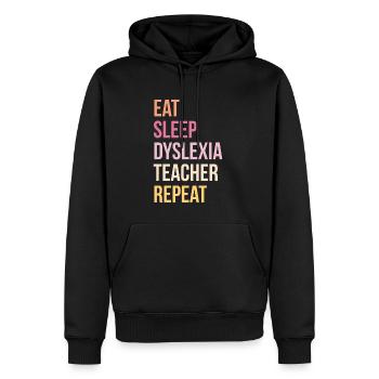 Manger Dormir Dyslexie Enseignant Répéter Chemise - Sweat à capuche Premium bio Homme - noir - Devant - Nico (187cm)