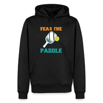 Fear The Paddle Pickleball Shirt Geschenk - Männer Premium Bio Hoodie - Schwarz - Vorne - Nico (187cm)