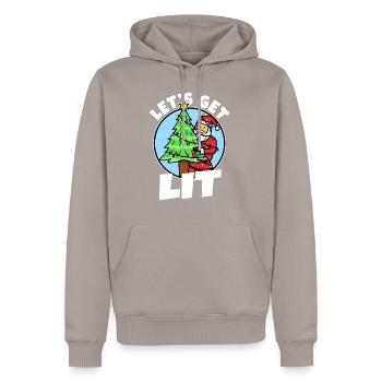 Lets get lit christmas - Männer Premium Bio Hoodie - Taupe - Vorne - Nico (187cm)