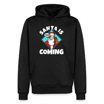 Le Père Noël arrive, c’est ce qu’elle a dit - Sweat à capuche Premium bio Homme - noir - Devant - Nico (187cm)