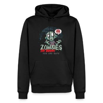 Zombies essen Gehirne du bist Sicher - Männer Premium Bio Hoodie - Schwarz - Vorne - Nico (187cm)