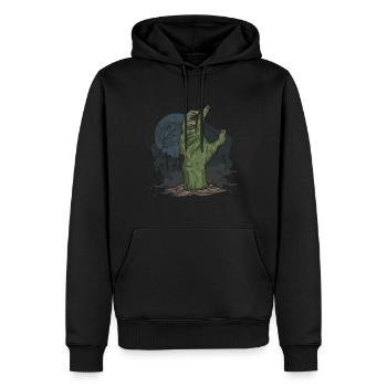 Cimetière de la main zombie d’Halloween - Sweat à capuche Premium bio Homme - noir - Devant - Nico (187cm)