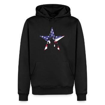 US Flag Star With Saluting Soldiers July 4th - Männer Premium Bio Hoodie - Schwarz - Vorne - Nico (187cm)