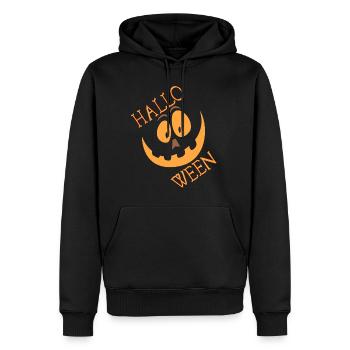 Hallwoeen visage de citrouille effrayant - Sweat à capuche Premium bio Homme - noir - Devant - Nico (187cm)