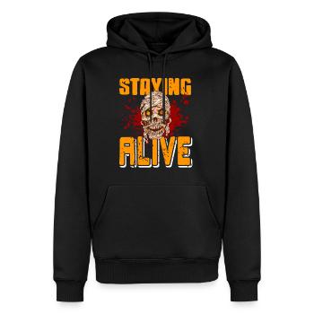 Halloween - Staying Alive - Männer Premium Bio Hoodie - Schwarz - Vorne - Nico (187cm)